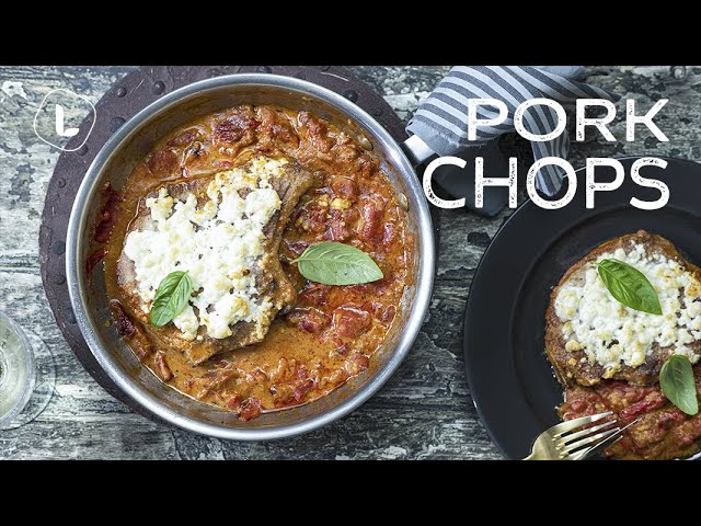 Pork Chops with Roasted Peppers and Feta | Food Channel L Recipes