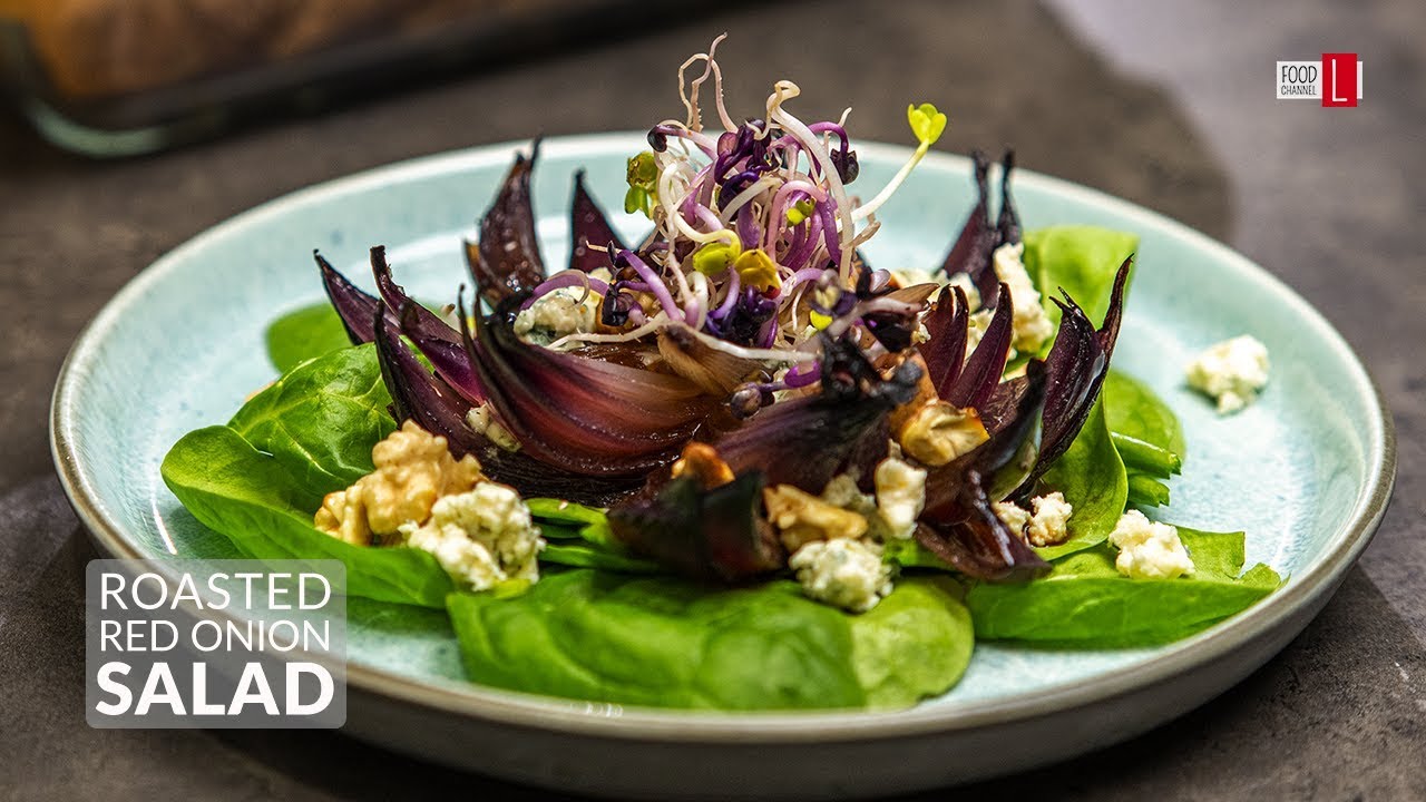 Roasted Red Onion Salad with Blue Cheese and Walnuts | Food Channel L Recipes